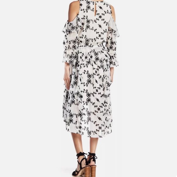NWT Joie Alpheus eyelet open shoulder silk dress - Picture 4 of 9